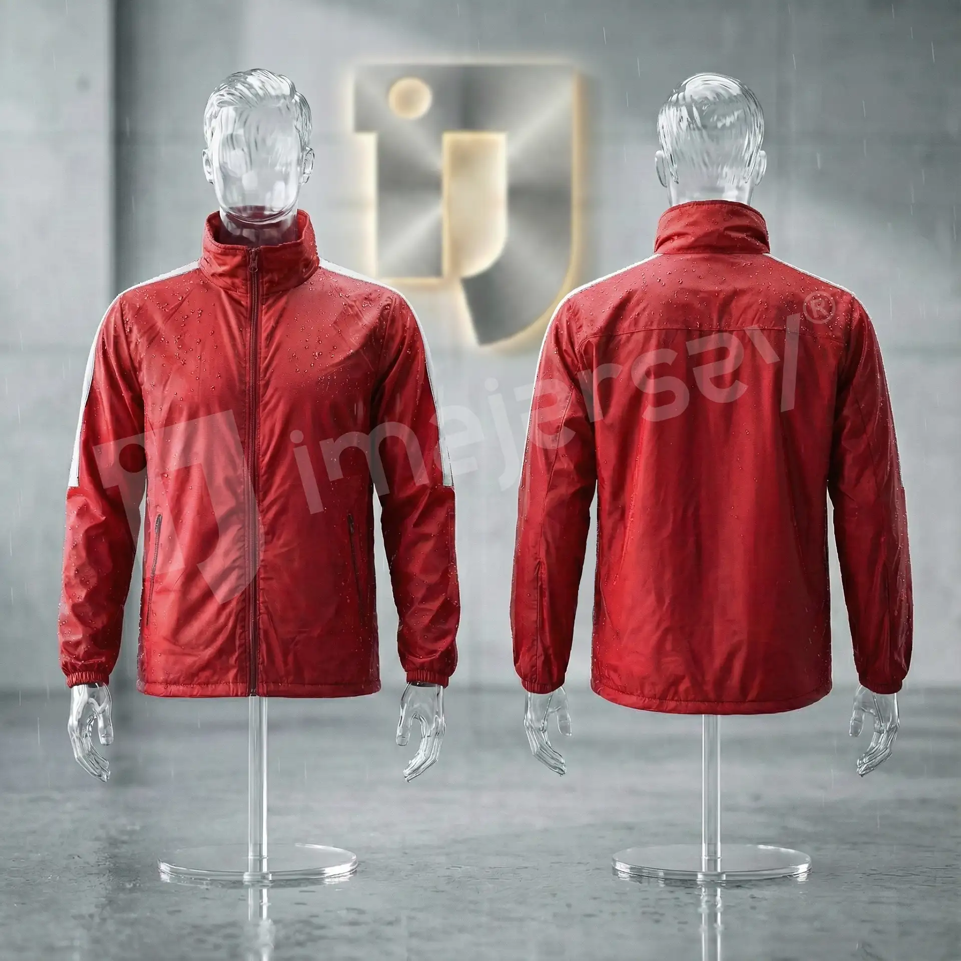 TAKIMINIZ İÇİN PROFESYONEL BASKILI KIRMIZI YAĞMURLUK 